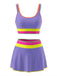 3PCS Contraste de Couleur Zigzag Bordure Ensemble Tankini & Cache-Maillot Années 1950 7