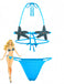 Bleu Halter Étoile de Mer Ensemble Bikini Années 1980