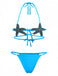 Bleu Halter Étoile de Mer Ensemble Bikini Années 1980 2