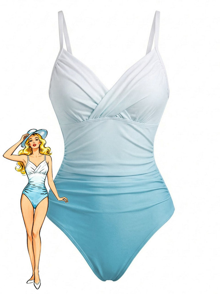 Maillot de bain une pièce dégradé à bretelles croisées années 1940