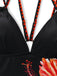 Noir Floral Profond V Double Strap Maillot de Bain Une Pièce Années 1950 4