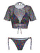 Maillot de Bain 2PCS Noir Camo & en Filet Crop Années 1960
