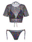 Bikini Noir Motif Camouflage et Cache-Maillot Années 1960