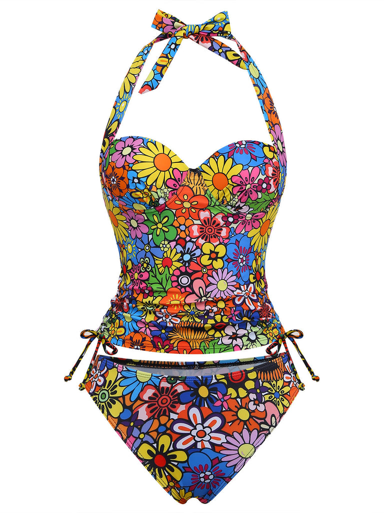 Marguerite Halter Coloré Ensemble Tankini Années 2000 2