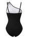 Maillot de bain asymétrique uni colorblock années 60