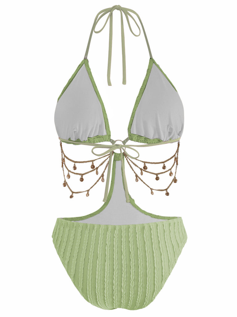 Uni Metal Chaîne Découpé Maillot de Bain Années 1930 2