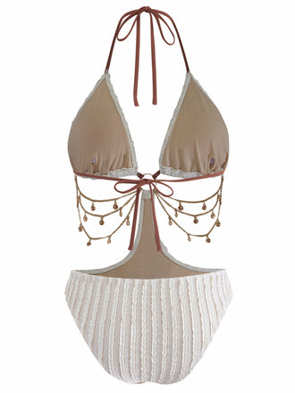 Uni Metal Chaîne Découpé Maillot de Bain Années 1930 4