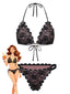 Ensemble bikini noir dos nu licou et dentelle années 1940