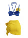 Ensemble Bikini Bleu Orchidée & Paréo Jaune Années 1980