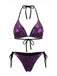 Ensemble Bikini Dos Nu Imprimé Serpent Métallisé Violet années 80 2