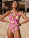 Set Bikini Halter à Fleurs à Bretelles Perlées Années '80 2