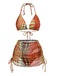Orange Psychédélique à Pois Filet Ensemble Bikini Années 1960 4