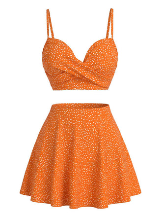 Ensemble bikini taille haute à pois et cache-maillot années 50