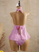Tankini noire halter en V profond floral texturé années 1950