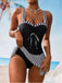Set Tankini Noir à Rayures Color Block Froncé Années '50 4