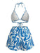 Abstrait Imprimé Halter Ensemble Bikini & Cache-Maillot Années 1940 3