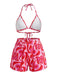 Abstrait Imprimé Halter Ensemble Bikini & Cache-Maillot Années 1940 5