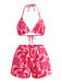 Abstrait Imprimé Halter Ensemble Bikini & Cache-Maillot Années 1940 4