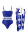 Maillot De Bain Une Pièce Avec Paréo À Motifs Vert Années 1970