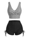 Rayé Croisé Drawstring Ensemble Tankini Années 1950