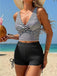 Rayé Croisé Drawstring Ensemble Tankini Années 1950 2