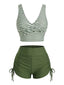 Tankini vert rayé cordon croisé années 1950