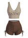 Tankini bleu marine rayé cordon croisé années 1950