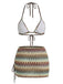 Multicolore Bohème Halter Ensemble Bikini & Cache-Maillot Années 1970 3