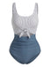 Maillot de Bain Une Pièce Rayé Découpé Bleu Années 1930
