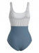 Maillot de Bain Une Pièce Rayé Découpé Bleu Années 1930