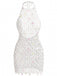 Cache-maillot blanc sequins ajourés crochet années 1960