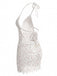 Cache-maillot blanc sequins ajourés crochet années 1960