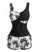 Set Tankini à Palmiers Croisé Color Block Années '50 6