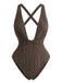 Marron Foncé Croisé Dos Nu Maillot de Bain Une Pièce Années 1950