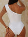Maillot de Bain Une Pièce Asymétrique Froncé Blanc années 70 5