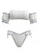 Bikini Épaules Dénudées Manches Bouffantes Floral Blanc Années 50