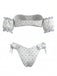 Bikini Épaules Dénudées Manches Bouffantes Floral Blanc Années 50