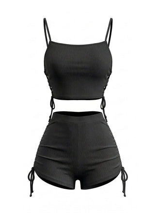 Ensemble Tankini Vintage à Bretelles Froncé Années 1940