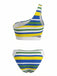 Ensemble Bikini Asymétrique Découpé Rayé Bleu années 40 3