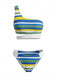 Ensemble Bikini Asymétrique Découpé Rayé Bleu années 40 2