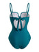 Maillot de Bain Torsadé Devant Tropical Leaf Imprimé Une Pièce Années 1950 4