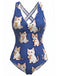 [Prévente] Maillot de Bain Une Pièce Imprimé Chat et Glace Bretelles Croisées années 60