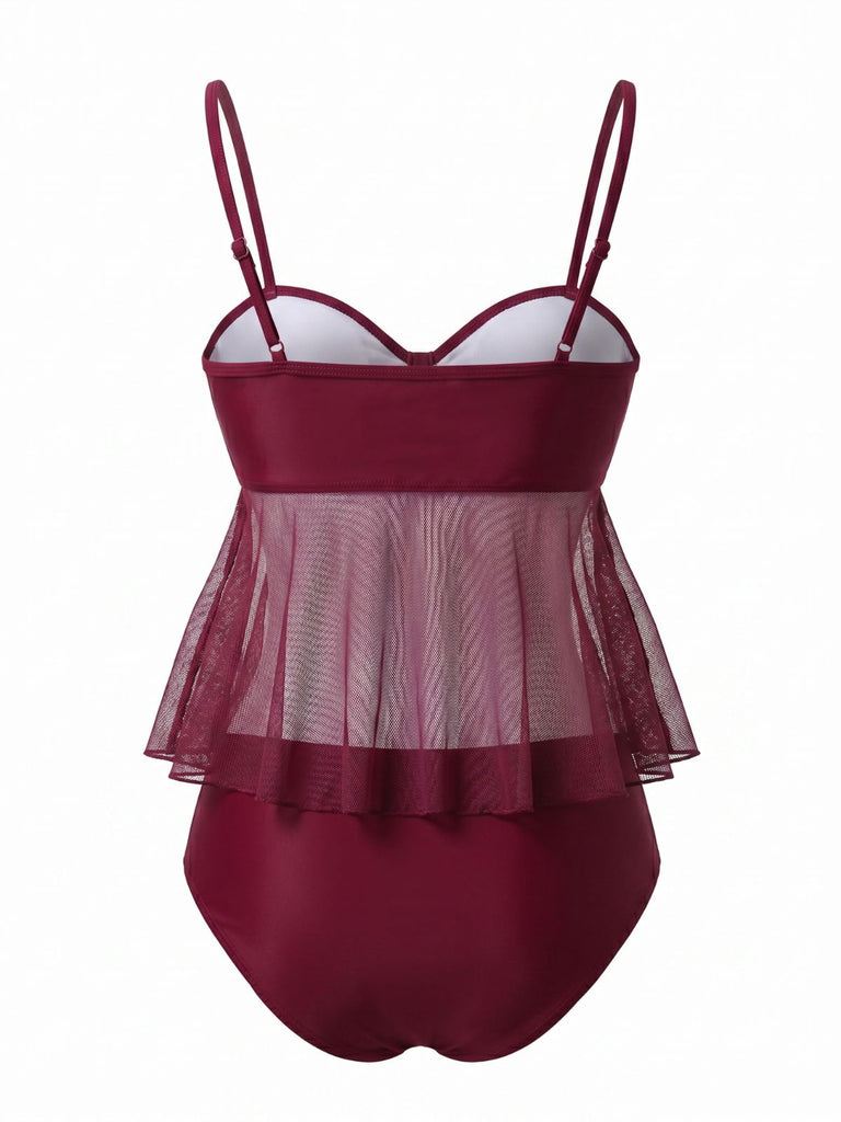 Maillot de Bain en Filet High Waist Nœud Tie Années 1950 3