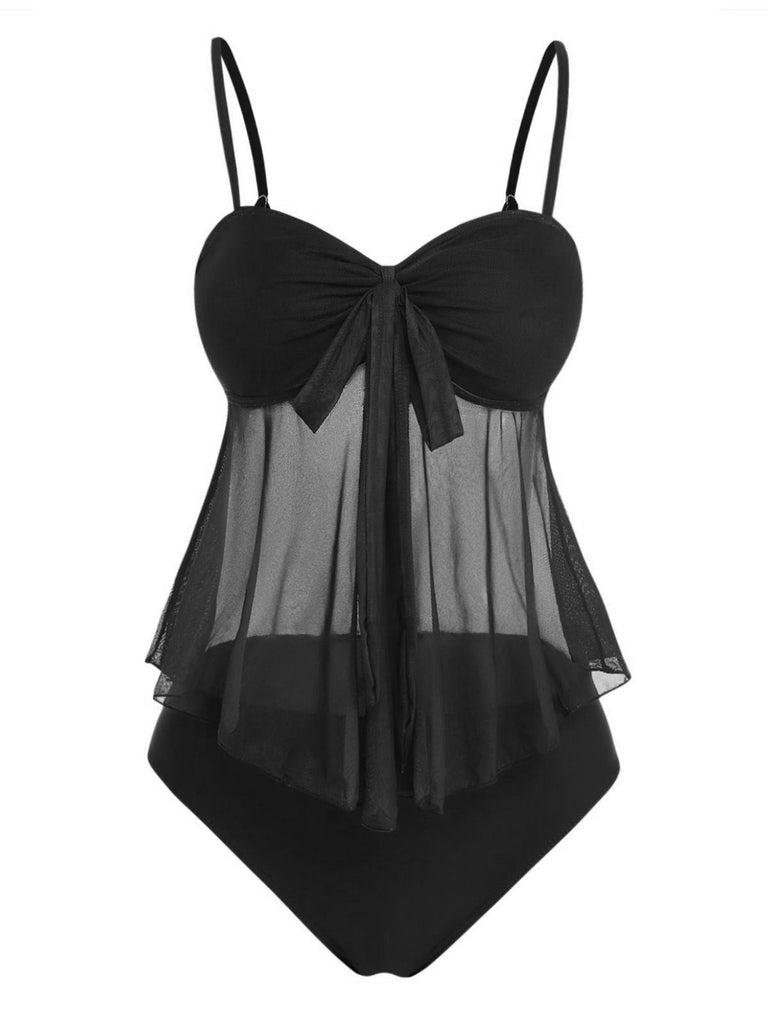 Maillot de Bain en Filet High Waist Nœud Tie Années 1950 7