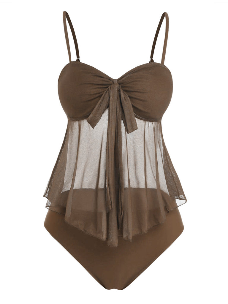 Maillot de Bain en Filet High Waist Nœud Tie Années 1950 11
