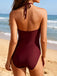 Maillot de Bain Une Pièce Bohème Mandala Dos Croisé Rouge années 70 2