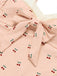Maillot de bain une pièce rose en dentelle nœud cerise années 1950
