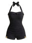 Maillot de bain une pièce noir dos nu avec nœud années 50