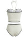 Ensemble Tankini Halter Bustier Texturé Blanc Années 1950 3