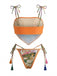 Maillot de Bain Floral Tassel Tie Bandeau Orange Années 1970 2